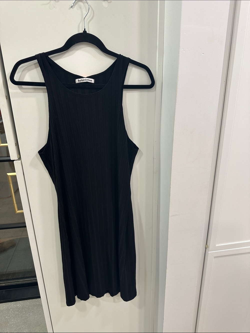Reformation Black Ribbed Tank Mini Dress